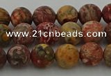 CLD212 15.5 inches 8mm round matte leopard skin jasper beads