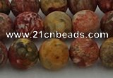CLD214 15.5 inches 12mm round matte leopard skin jasper beads