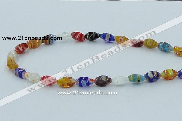 CLG576 16 inches 6*13mm twisted rice lampwork glass beads wholesale