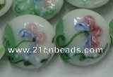 CLG823 15.5 inches 20mm flat round lampwork glass beads wholesale