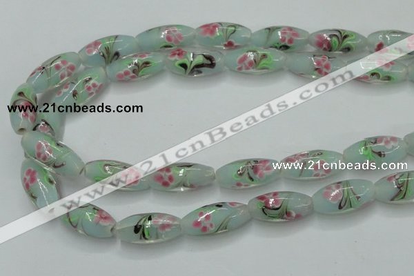 CLG870 15.5 inches 10*20mm rice lampwork glass beads wholesale