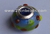 CLP04 30pcs 10*15mm roundel silver plated core lampwork European beads