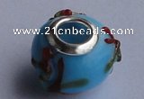 CLP10 30pcs 11*15mm roundel silver plated core lampwork European beads