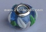 CLP17 30pcs silver plated core 10*15mm roundel lampwork European beads