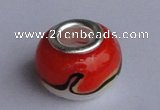 CLP21 30pcs 10*14mm roundel silver plated core lampwork European beads