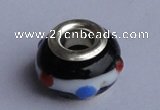 CLP23 30pcs 10*14mm roundel silver plated core lampwork European beads