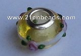 CLP24 30pcs 10*15mm roundel silver plated core lampwork European beads