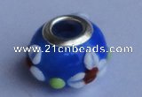 CLP25 30pcs 10*15mm roundel silver plated core lampwork European beads