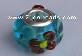 CLP30 30pcs 10*15mm roundel silver plated core lampwork European beads