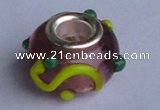 CLP31 30pcs silver plated core 10*15mm roundel lampwork European beads