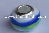 CLP34 30pcs silver plated core 10*14mm roundel lampwork European beads