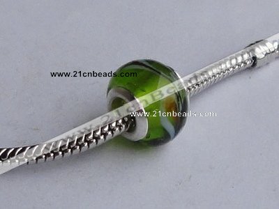 CLP43 30pcs 10*13mm roundel silver plated core lampwork European beads