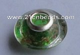 CLP44 30pcs 9.5*17mm rondelle silver plated core lampwork European beads