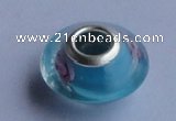 CLP45 30pcs 9.5*17mm rondelle silver plated core lampwork European beads