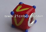 CLP53 30pcs 13*14mm cube silver plated core lampwork European beads