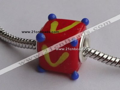 CLP53 30pcs 13*14mm cube silver plated core lampwork European beads