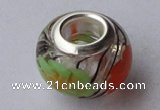 CLP68 20pcs 9.5*13mm roundel silver plated core lampwork European beads