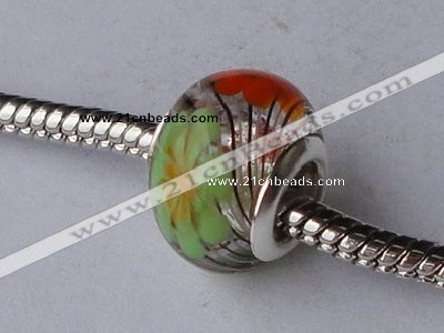CLP68 20pcs 9.5*13mm roundel silver plated core lampwork European beads