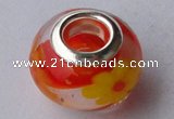 CLP69 20pcs 9*13mm roundel silver plated core lampwork European beads