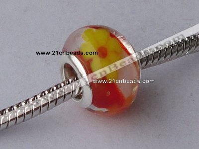 CLP69 20pcs 9*13mm roundel silver plated core lampwork European beads