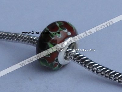 CLP71 10pcs 9*13.5mm roundel silver plated core lampwork European beads