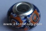 CLP72 10pcs 9*14mm roundel silver plated core lampwork European beads