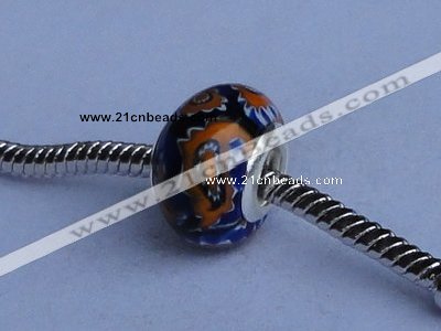 CLP72 10pcs 9*14mm roundel silver plated core lampwork European beads