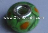 CLP73 10pcs 9*15mm roundel silver plated core lampwork European beads