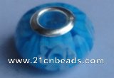 CLP74 10pcs 10*15mm roundel silver plated core lampwork European beads