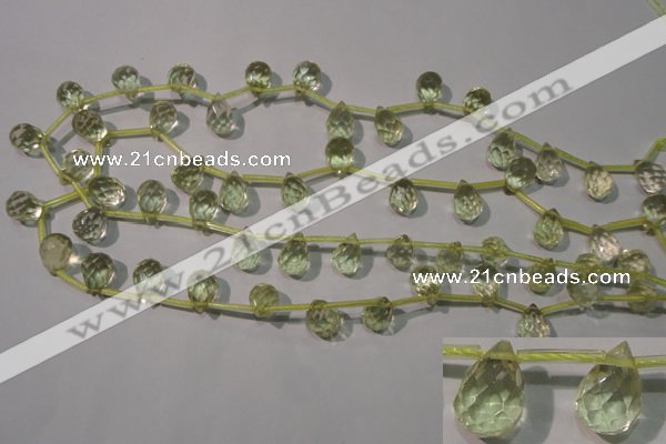 CLQ250 Top-drilled 8*12mm faceted teardrop natural lemon quartz beads