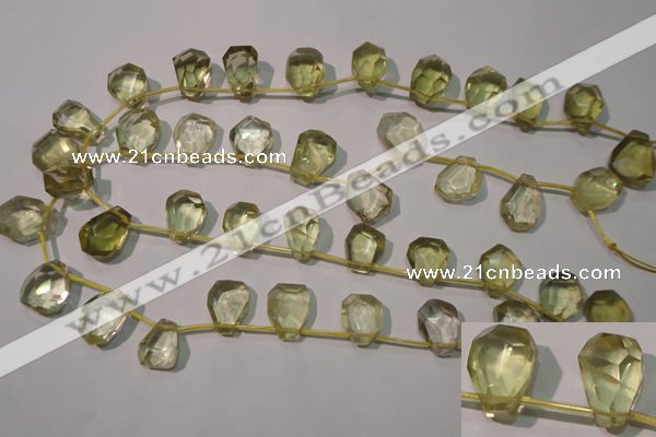CLQ254 Top-drilled 12*16mm – 13*18mm faceted freeform lemon quartz beads