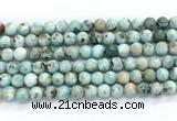CLR621 15.5 inches 8mm round larimar gemstone beads