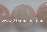 CLS16 15.5 inches 30mm faceted round large pink quartz beads