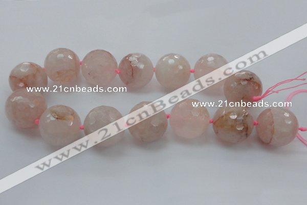 CLS16 15.5 inches 30mm faceted round large pink quartz beads