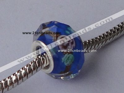 CLSP04 10pcs 9*14mm faceted roundel 925 silver core lampwork European beads