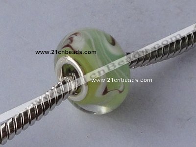 CLSP11 10pcs 8*13.5mm roundel 925 silver core lampwork European beads