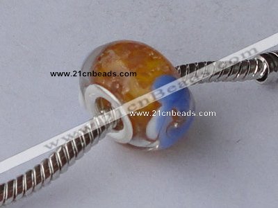 CLSP15 10pcs 9*15mm roundel 925 silver core lampwork European beads