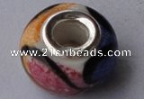 CLSP23 5pcs 8*13.5mm roundel 925 silver core lampwork European beads