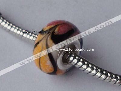 CLSP23 5pcs 8*13.5mm roundel 925 silver core lampwork European beads