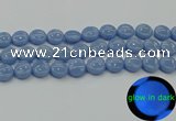 CLU133 15.5 inches 14mm flat round blue luminous stone beads
