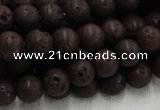 CLV203 15.5 inches 12mm round coffee natural lava beads wholesale