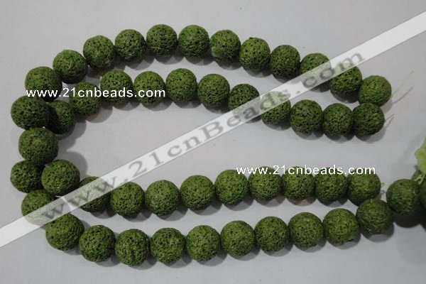 CLV464 15.5 inches 16mm round dyed green lava beads wholesale