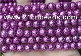 CLV538 15.5 inches 6mm round plated lava beads wholesale