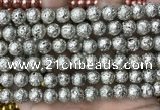 CLV540 15.5 inches 8mm round plated lava beads wholesale