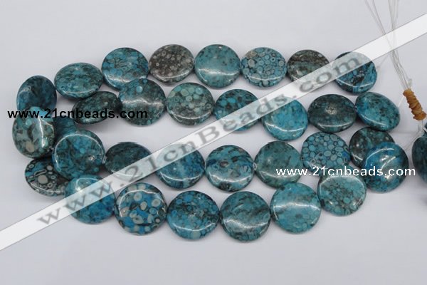 CMB44 15.5 inches 25mm flat round dyed natural medical stone beads