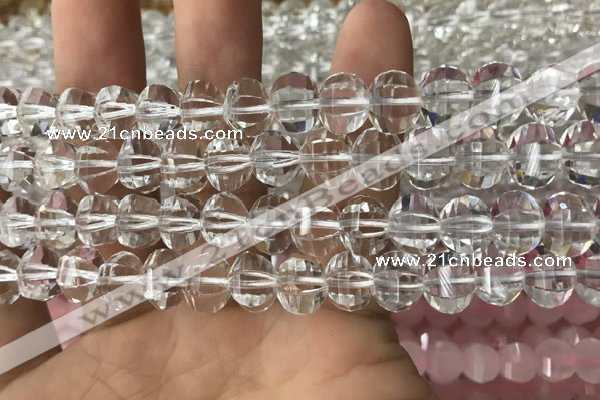 CME200 15.5 inches 7*9mm - 8*10mm pumpkin white crystal beads