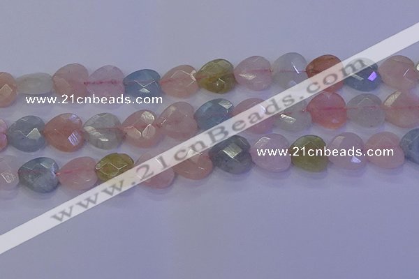 CMG284 15.5 inches 12*12mm faceted heart morganite beads