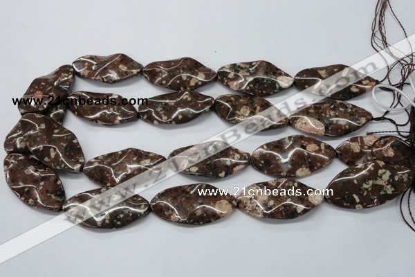 CMI07 15.5 inches 20*40mm wavy marquise mica quartz beads wholesale