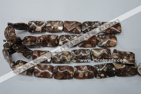 CMI09 15.5 inches 20*30mm wavy rectangle mica quartz beads wholesale