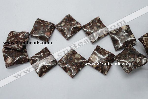 CMI11 15.5 inches 30*30mm wavy diamond mica quartz beads wholesale